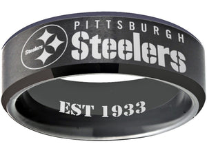 Pittsburgh Steelers Ring | Black Wedding Ring | Sizes 6-13