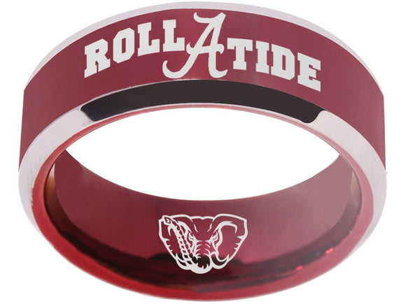 Alabama Ring Crimson Tide Ring Wedding 8mm Red Tungsten Ring NCAA