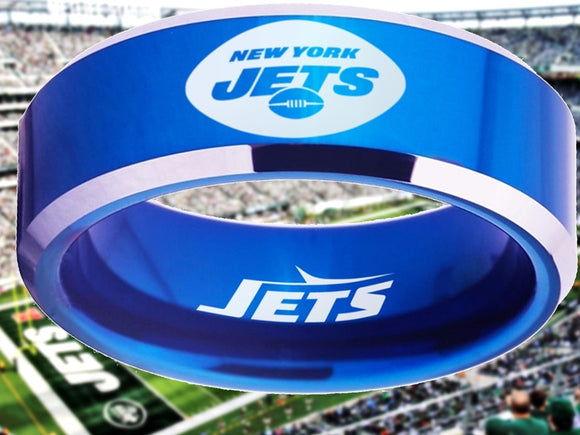 New York Jets Ring Blue & Silver Wedding Ring Sizes 4 - 17 #jets #nyjets