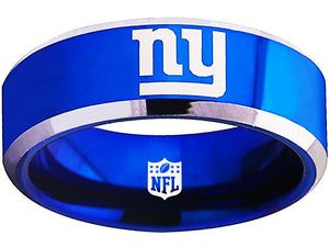 New York Giants Ring 8mm Blue Tungsten Ring #giants