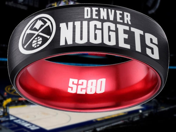 Denver Nuggets Ring: Black & Red Wedding Band | Sizes 6-13 | #Denver #Nuggets #5280