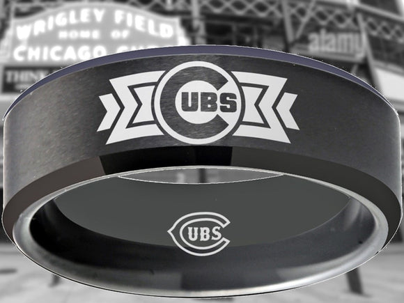 Chicago Cubs Ring Matte Black Wedding Ring Sizes 6 - 13 #chicago #cubs