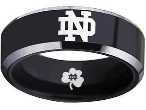 Notre Dame Ring Wedding Ring 8mm Black Tungsten Wedding Band Sz 4 - 17
