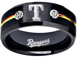 Texas Rangers Ring Black & Gold CZ Wedding Band Style | Sizes 6-13 #texasrangers #mlb