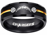 LA Chargers Ring | Black & Gold CZ | Customizable