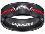 LA Chargers Ring | Black & Red CZ | Customizable