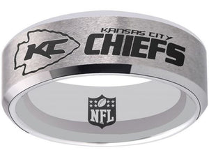 Kansas City Chiefs Ring Matte Silver Logo Ring Tungsten Ring #chiefs #nfl
