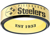 Pittsburgh Steelers Ring Gold & Black Wedding Band | Sizes 6-13 #pittsburgh #steelers