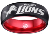 Detroit Lions Ring Black & Red Wedding Band | Sizes 6-13 #detroit #lions #nfl