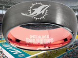 Miami Dolphins Ring Grey & Rose Gold Tungsten Wedding Ring #miami #dolphins #miamidolphins