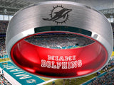 Miami Dolphins Ring Silver & Red Tungsten Wedding Ring #miami #dolphins #miamidolphins