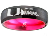 Miami Hurricanes Ring Black & Pink Wedding Band 6mm | Sizes 6-13 #miami #hurricanes #TheU