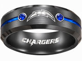 LA Chargers Ring | Black & Blue CZ | Customizable