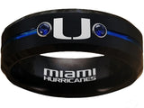 Miami Hurricanes Ring Black & Blue CZ Wedding Band | Sizes 6-13 #miami #hurricanes #TheU