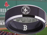 Boston Red Sox Ring Red Sox Wedding Ring Black & Silver Sizes 4 - 17