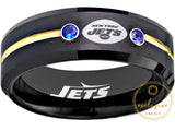 New York Jets Ring Black & Blue CZ Wedding Ring Sizes 6 - 13 #jets #nyjets