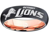 Detroit Lions Ring Black & Rose Gold Wedding Band 6mm | Sizes 6-13 #detroitlions #nfl
