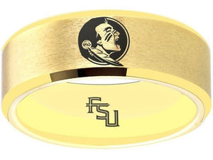 Florida State Seminoles Ring FSU Logo Ring Wedding Band matte Gold #fsu #seminoles