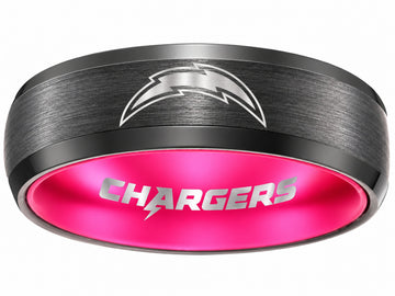 LA Chargers Ring | Black & Pink 6mm Ring | Customizable