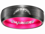 LA Chargers Ring | Black & Pink 6mm Ring | Customizable
