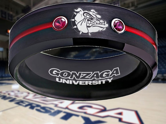 Gonzaga Bulldogs Ring Black & Red CZ Wedding Ring Sizes 6 - 13 #gonzaga #bulldogs