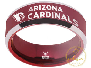 Arizona Cardinals Ring Red & Silver Wedding Band | Sizes 4 - 17 #arizonacardinals #nfl