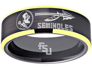 Florida State Seminoles Ring FSU Logo Ring Wedding Band Black & Gold Ring #fsu #ncaa