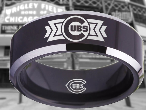 Chicago Cubs Ring Black & Silver Wedding Ring Sizes 4 - 17 #chicago #cubs