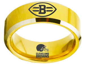 Cleveland Browns Ring Gold Ring 8mm Tungsten Ring #browns