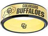 Colorado Buffaloes Ring Gold & Black Wedding Band | Sizes 6-13 #buffs #ncaa