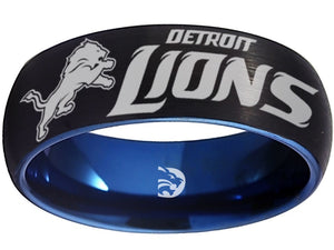 Detroit Lions Ring Black & Blue Wedding Band | Sizes 6-13 #detroit #lions #nfl