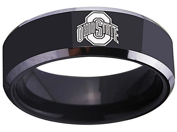 Ohio State Buckeyes Ring Buckeyes Logo Wedding Band Black Silver Ring #buckeyes