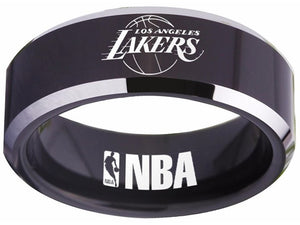 Los Angeles Lakers Logo Ring Black and Silver Size 4 - 17 #nba #lakers #basketball