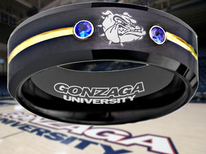 Gonzaga Bulldogs Ring Black & Blue CZ Wedding Ring Sizes 6 - 13 #gonzaga #bulldogs