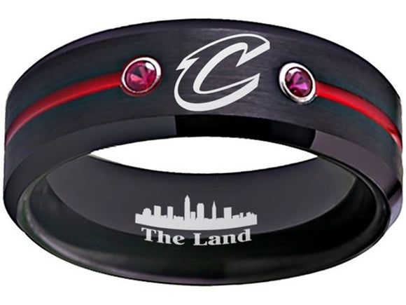 Cleveland Cavaliers Ring Cavs Black & Red CZ Wedding Style Ring Sizes 6 - 13 #cavs