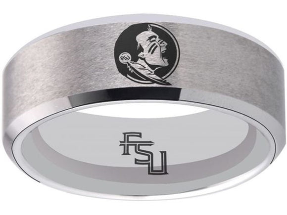 Florida State Seminoles Ring FSU Logo Ring Wedding Band matte Silver #fsu #ncaa