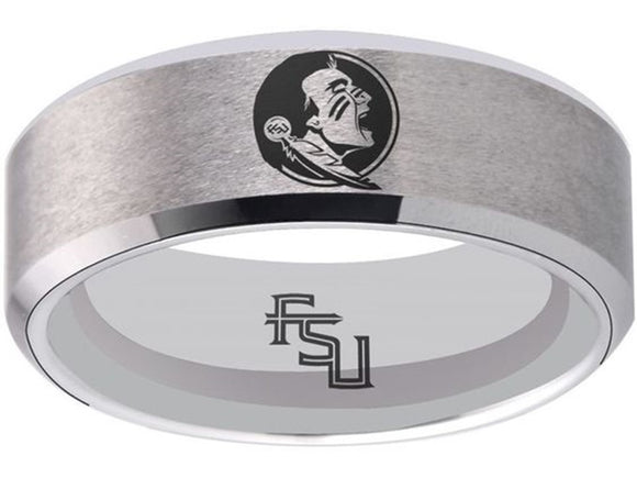 Key Ring Fsu Florida State Seminoles Ring FSU Logo Ring Wedding Band matte Silver # ...
