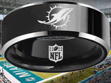 Miami Dolphins Ring | Black & Silver Wedding Ring| Sizes 4-17