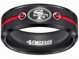 San Francisco 49ers Ring | Black & Red CZ | Customizable