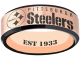 Pittsburgh Steelers Ring Rose Gold & Black Wedding Band | Sizes 6-13 #pittsburgh #steelers