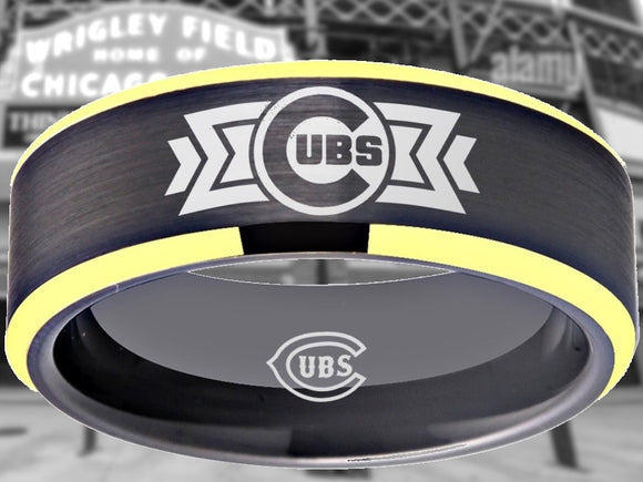 Chicago Cubs Ring Black & Gold Wedding Ring Sizes 6 - 13 #chicago #cubs