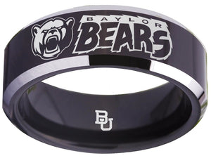 Baylor Bears Ring Black & Silver Wedding Band | Sizes 4-17 #bu #baylor #bears