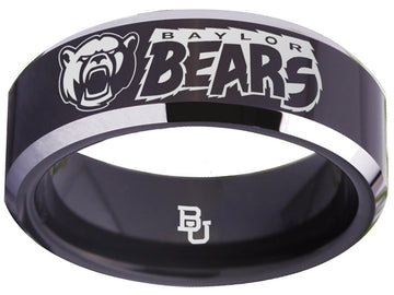 Baylor Bears Ring Black & Silver Wedding Band | Sizes 4-17 #bu #baylor #bears