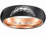 LA Chargers Ring | Black & Rose Gold 6mm Ring | Customizable