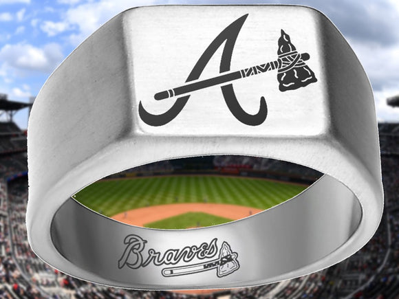 Atlanta Braves Silver Titanium Steel Ring #atlanta #braves #mlb