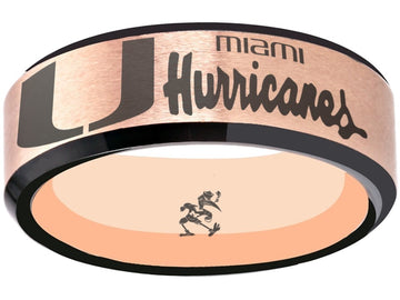 Miami Hurricanes Ring Rose Gold & Black Wedding Band | Sizes 6-13 #miami #hurricanes #TheU