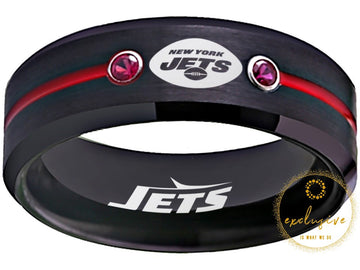 New York Jets Ring Black & Red CZ Wedding Ring Sizes 6 - 13 #jets #nyjets