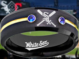 Chicago White Sox Ring Black & Blue CZ Wedding Ring Sizes 6 - 13 #whitesox #mlb