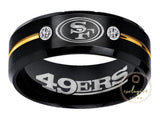 San Francisco 49ers Ring | Black & Gold CZ Wedding Ring | Sizes 6-13