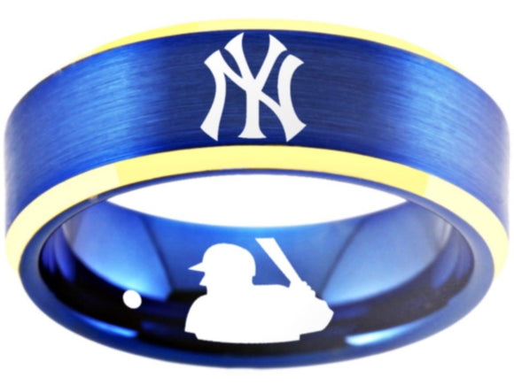 New York Yankees Ring Yankees Logo Ring Blue and Gold Band #newyork #yankees